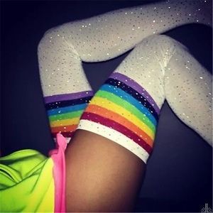Women Rhinestone Thigh High Over The Knee Socks